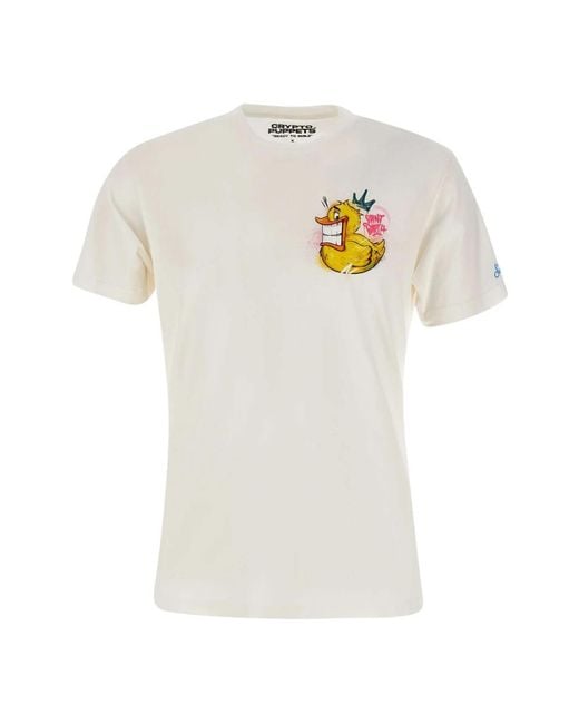 Mc2 Saint Barth Weiße baumwoll-t-shirt mit entenlogo in White für Herren