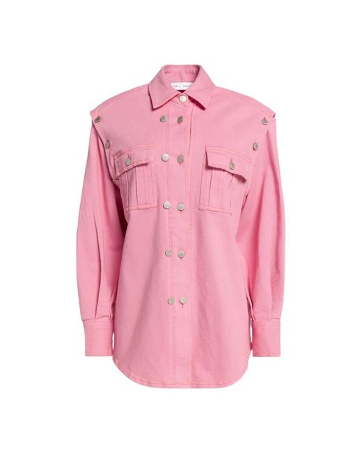 WEILI ZHENG Pink Baumwollhemdjacke Mit Abnehmbaren Ärmeln
