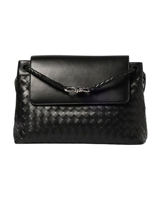 Bottega Veneta Braune Lederschultertasche in Black für Herren