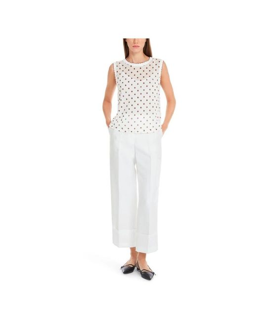 Marc Cain White Semitransparentes Top Mit Muster