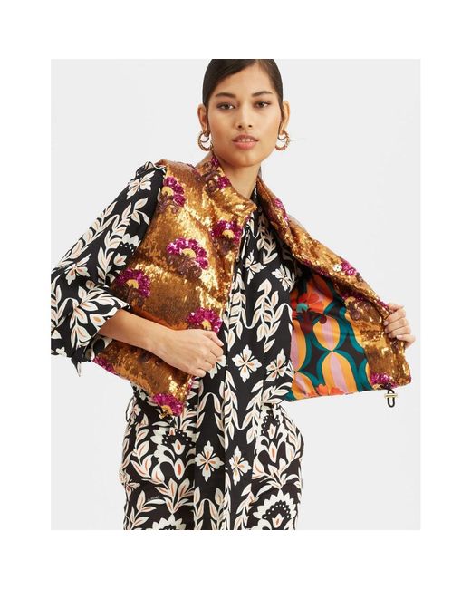 LaDoubleJ Jassen ,Bruin ,Polyester Sequin Puffer Vest in het Orange
