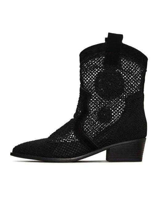 CESARE GASPARI Black Suede Cowboy Boots