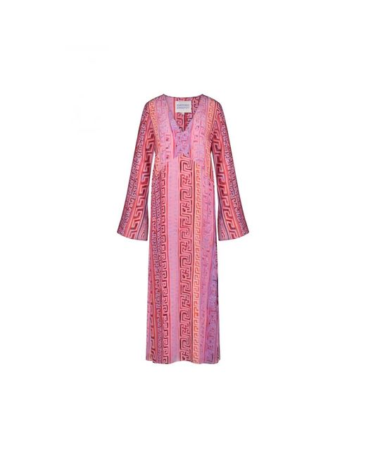FABIENNE CHAPOT Pink Neo classic midi kleid mit v-ausschnitt