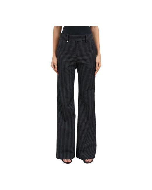 Courreges Black Nadelstreifen Baggy Hose Mit Schneiderdetails