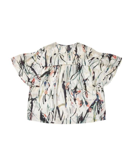 Munthe Metallic Gedraperter Top Mit Rüschenärmeln