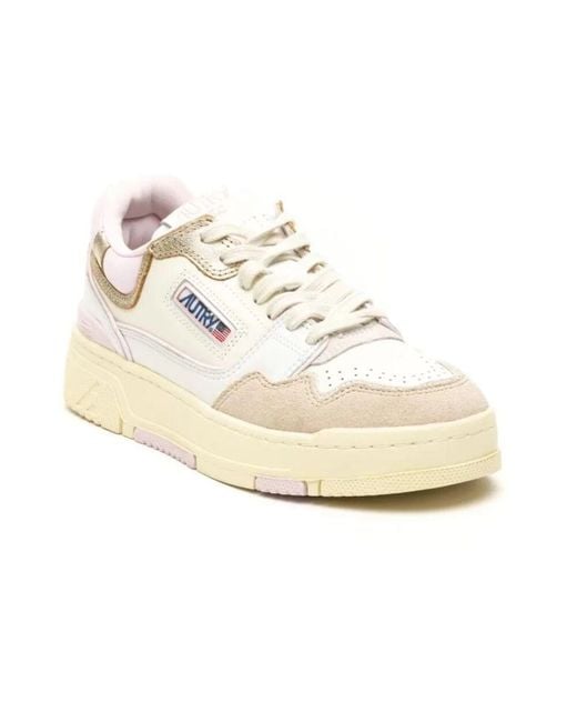 Autry White Leder Sneakers Bianco/Rosa/Oro