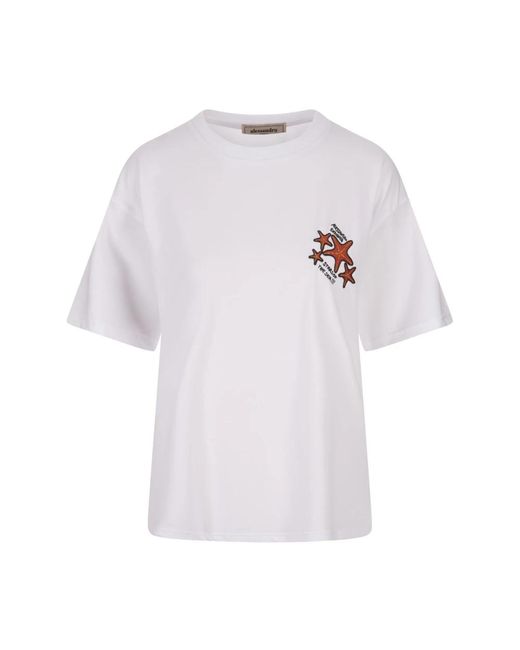 ALESSANDRO ENRIQUEZ White Sterne besticktes weißes t-shirt