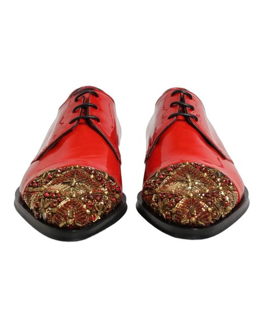 Dolce & Gabbana Red Laced Shoes for men