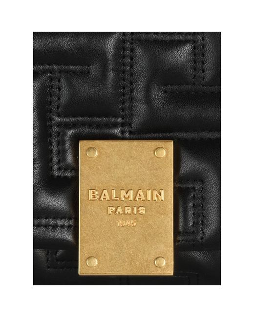Balmain Black Mini-tasche 1945 soft aus gestepptem leder