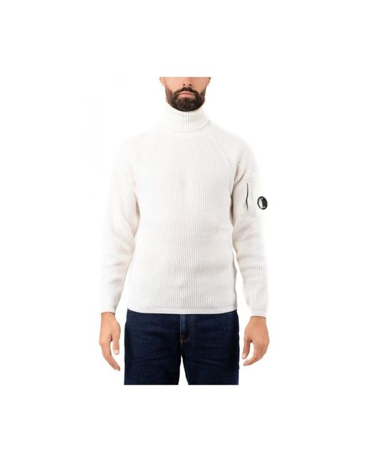 C P Company Stilvoller Rollkragen-Strickpullover in White für Herren