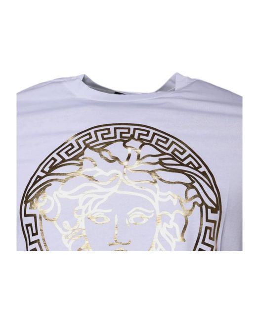 Versace Tops ,Wit ,Katoen Medusa Print Katoen Crew Neck T-Shirt in het Blue voor heren