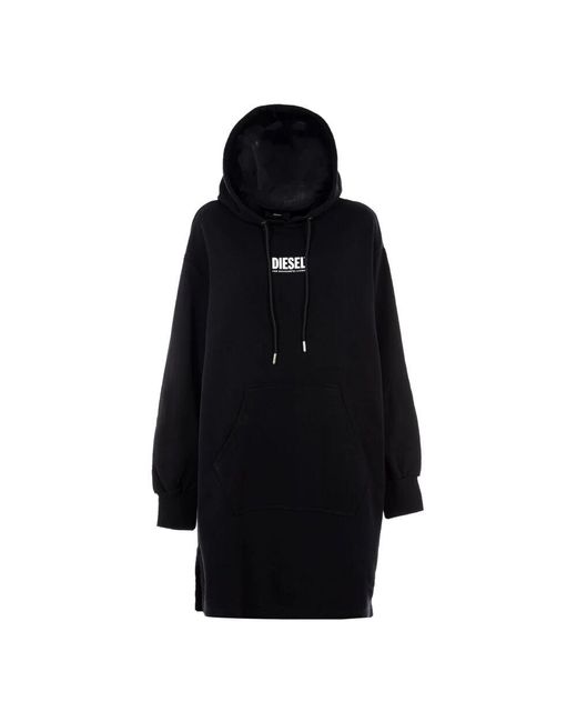 DIESEL Black Schwarzes Kurzes Baumwoll-Hoodie-Kleid