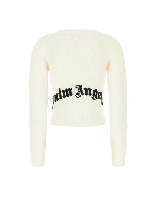 Palm Angels White Round-Neck Knitwear