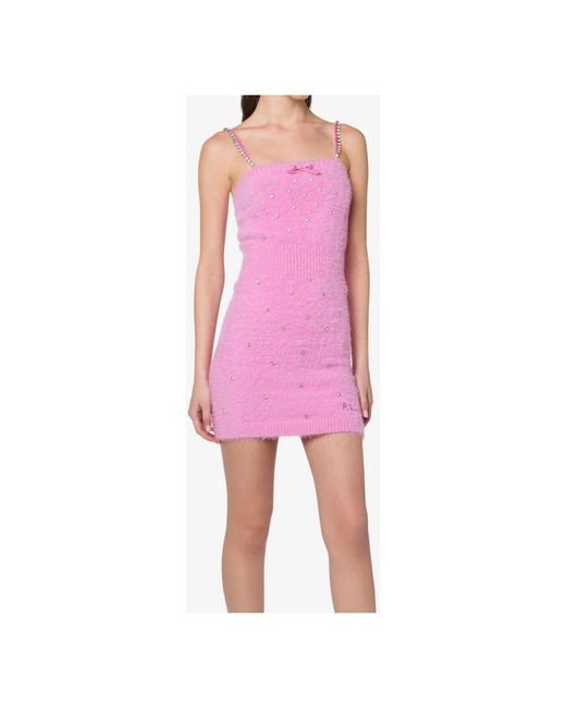 Philosophy Di Lorenzo Serafini Pink Super Soft Knit Minidress With Rhinestones