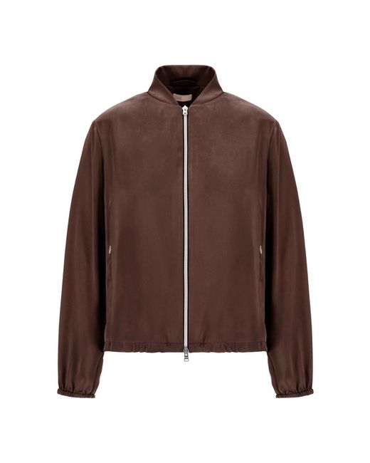 Herno Jassen ,Bruin ,Polyester Zip Up Satin Jacket in het Brown