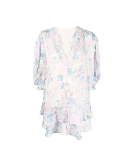 IRO Kleedjes ,Veelkleurig ,Roze Midi Jurk in het White