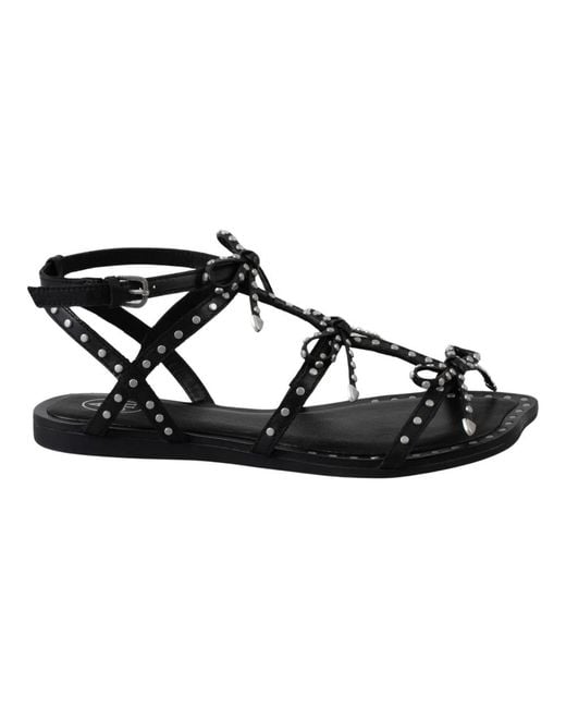 Ash Black Flat Sandals