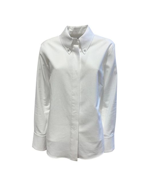 ODEEH Overhemden ,Wit ,Katoen Witte Blouse Slim Fit Puntkraag in het Gray
