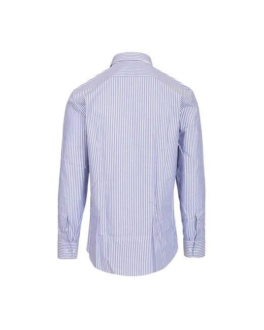 Etro Gestreept Poplin Overhemd in het Blue voor heren
