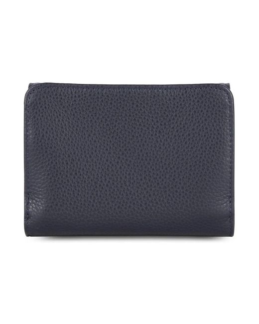 Lancaster Accessoires ,Blauw ,Leer Blauwe Leren Portemonnee Met Klep En Drukknoopsluiting in het Blue