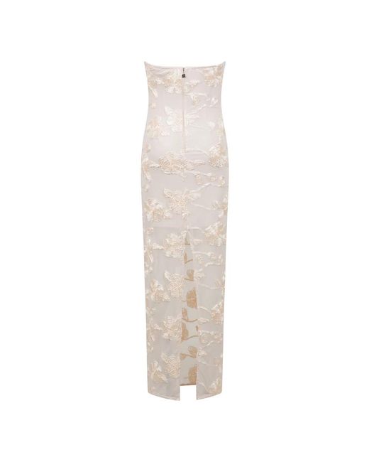 ROTATE BIRGER CHRISTENSEN White Besticktes Langes Kleid Mit Hinterem Schlitz