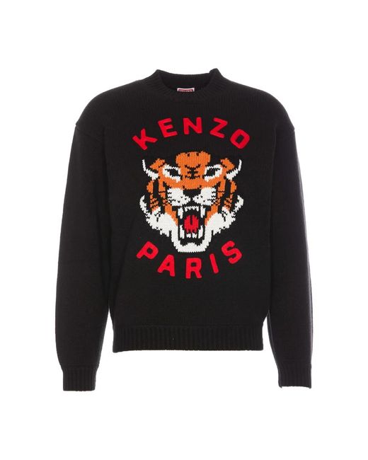 KENZO Black Round-Neck Knitwear for men