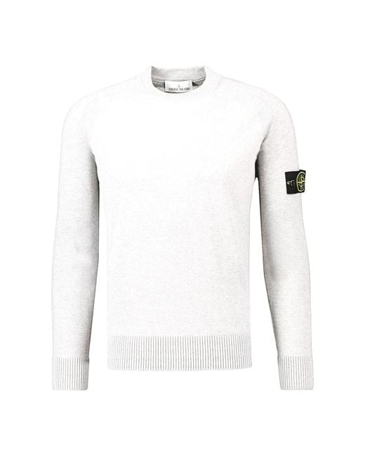 Stone Island White Round-Neck Knitwear for men