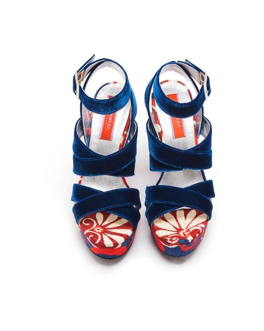 LaDoubleJ Multicolor Power-Printed Medal Wedge Sandalen