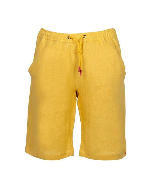 Kiton Linen Short Pants in het Yellow voor heren