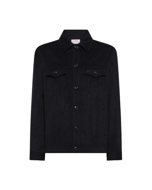 Sun 68 Wool Blend Overshirt in het Black voor heren