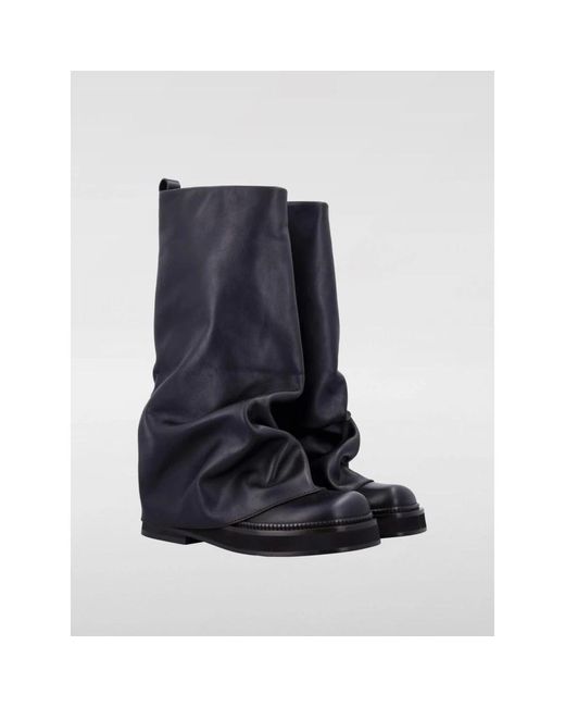 The Attico Blue Schwarze Leder Slouch Stiefel