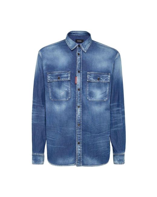 DSquared² Dunkle waschung denim hemd in Blue für Herren