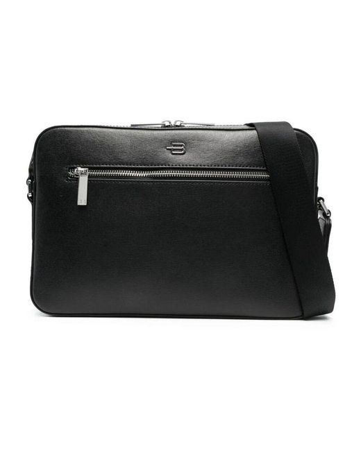 Baldinini Strukturierte leder-crossbody-tasche mit reißverschlusstasche in Black für Herren