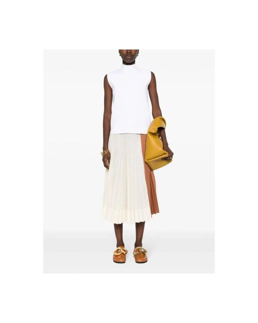 Plan C White Sleeveless Tops