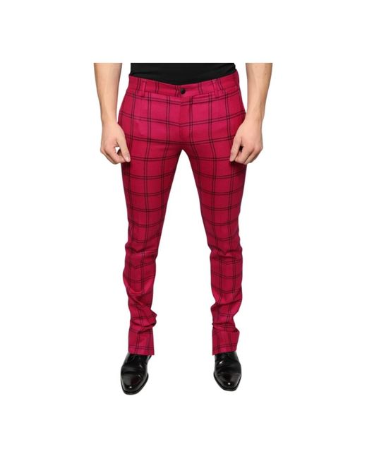 Dolce & Gabbana Red Slim-Fit Trousers for men