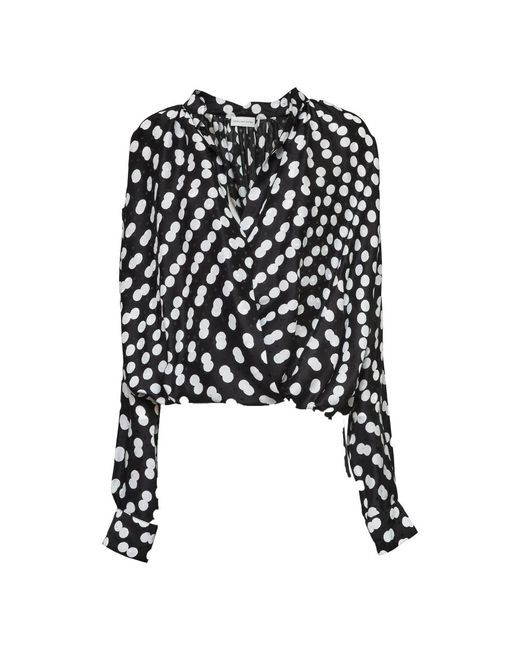Dries Van Noten Black Cenver Polka Dot Drawstring Hem Shirt