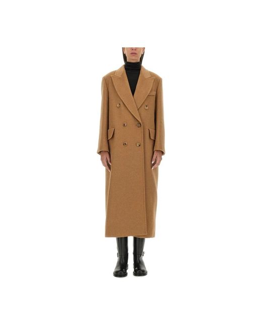 Max Mara Double-Breasted Wollen Jas in het Brown