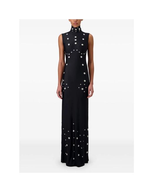 Coperni Kleedjes ,Zwart ,High Neck Snaps Dress in het Black