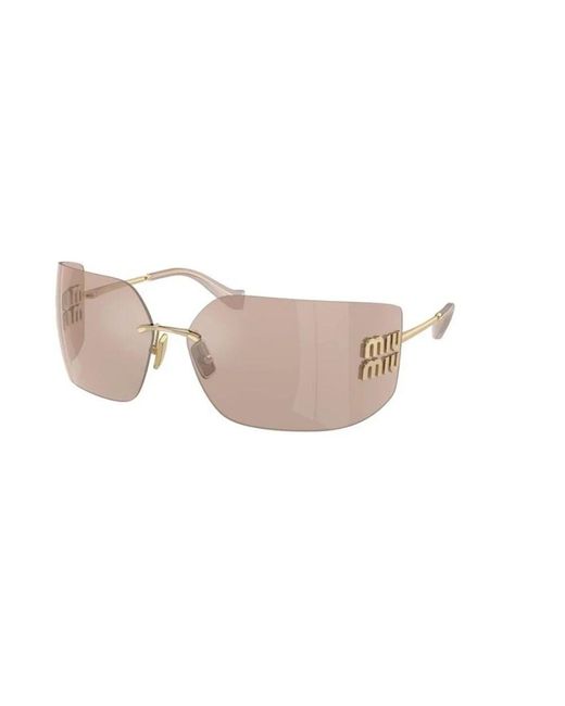 Miu Miu Yellow Goldrahmen Rosa Verspiegelte Gläser Sonnenbrille