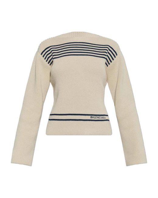 Balenciaga White Round-Neck Knitwear