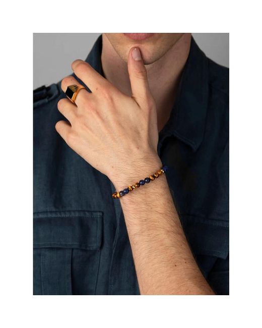 Nialaya #39;S Beaded Bracelet With Dumortierite, Tiger Eye And in Blue für Herren