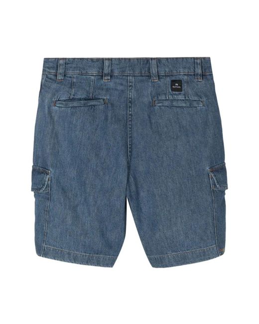 PS by Paul Smith Blaue denim shorts mit cargo taschen in Blue für Herren