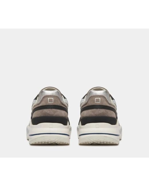 Date Schoenen ,Veelkleurig ,Katoen Ivoor Sneakers Met Zilveren Details in het Gray