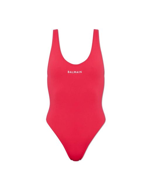 Balmain Badpak Met Logo-Print in het Red