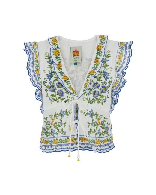Farm Rio Blue Sleeveless Tops