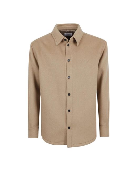 Off-White c/o Virgil Abloh Quote Military Cashmere Overshirt in het Natural voor heren