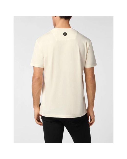 Philipp Plein T-Shirt Rundhals Ls Skull in Natural für Herren