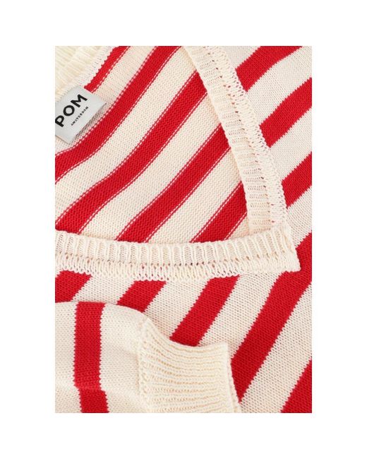Pom Striped Scarlet Pullover in het Red