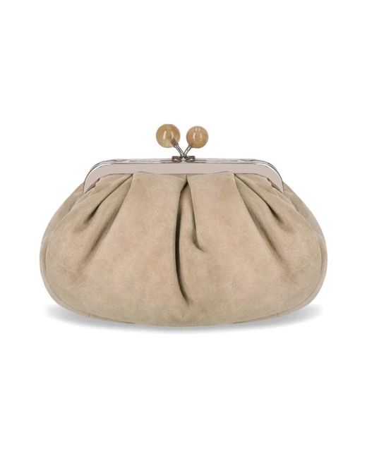 Weekend by Maxmara Suède Pasticcino Valois Kleine Clutch in het Natural