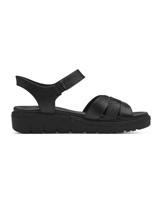 Tamaris Black Schwarze casual offene flache sandalen
